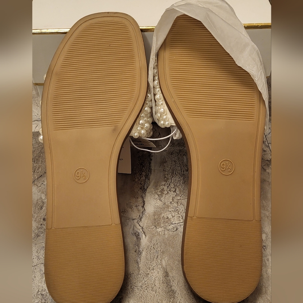 A Dew Day, Pearl Embellished Cream Sandals - Picture 9 of 9